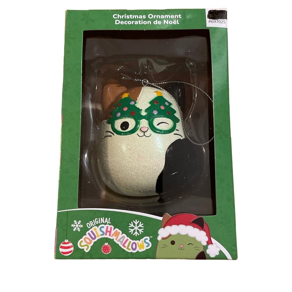 Squishmallows Kurt‎ Adler Cam the Cat Wearing Tree Glasses Christmas Ornament